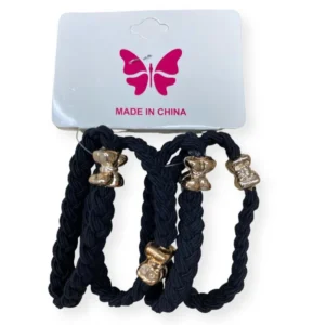 Chulos Trenza Con Aplique Color Negro X 4 Unds