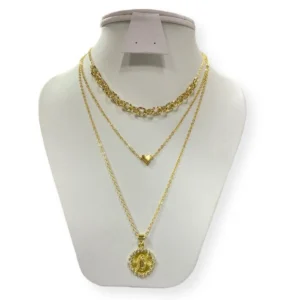 Collar 3 Cadenas Con Dijes Rodio