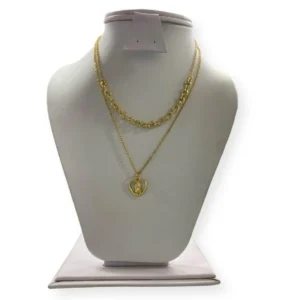 Collar Doble Dije Virgen Rodio
