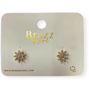 Aretes Topo Flor Brillante Rodio