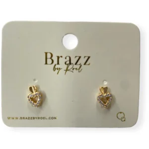 Aretes Topos Corazon Brillante Rodio