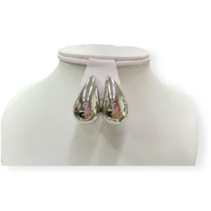 Aretes Topos Gotas Plateadas Grandes Rodio