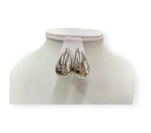 Aretes Topos Gotas Plateadas Grandes Rodio