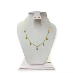 Collar Dijes Diamantes Con Aretes Rodio