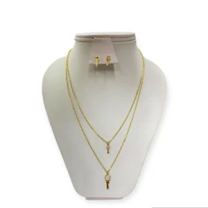 Collar Doble Dije Llave Con Aretes