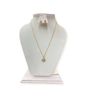 Collar Dije Diamante Murano Con Aretes Rodio