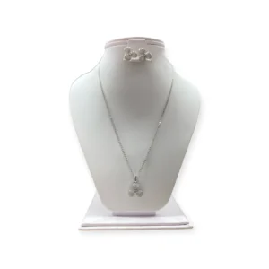 Collar Dije Flor + Aretes En Rodio Plateado