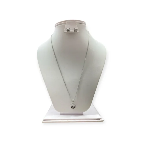 Collar Dije Oso + Aretes En Rodio Plateado - Image 2