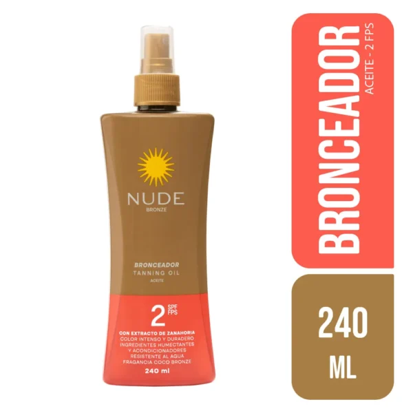 Nude Bronceador en Aceite con Extracto de Zanahoria SPF 2
