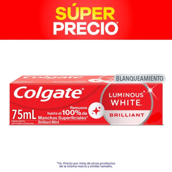 Colgate Crema Dental Luminous White Brilliant 75 mL