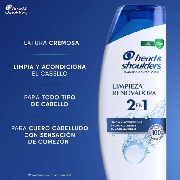 Shampoo Head Shoulders Limpieza Renovadora Control Caspa 2 en 1 Champu Head and Shoulders 375 ml - Image 5